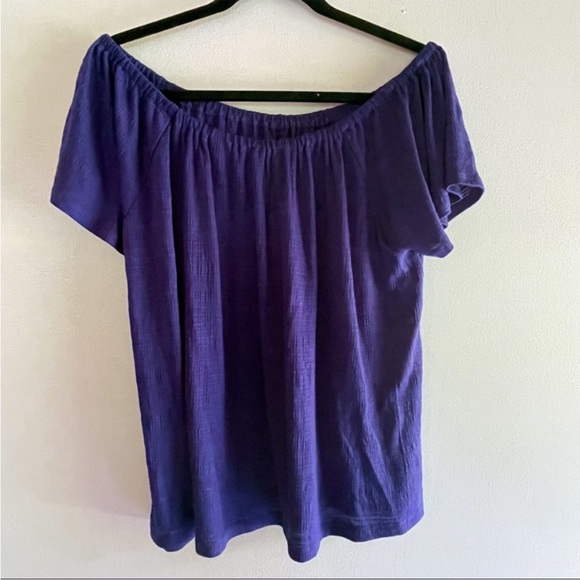 Anthropologie Royal Blue Off-Shoulder Top - Picture 2 of 5